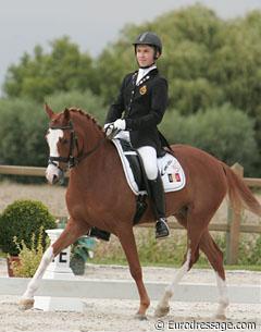 Geoffrey de Roy on Ivano. They were in the lead after day one of the individual test at the 2009 European Pony Championships. This Belgian combination was the third to qualify for the Kur Finals.