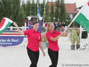 Only one Hungarian dressage rider: Lili Bakonyi (left)