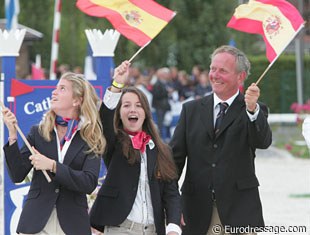 One rider for Spanish: a euphoric Alexandra Barbancon with her coach Jan Nivelle