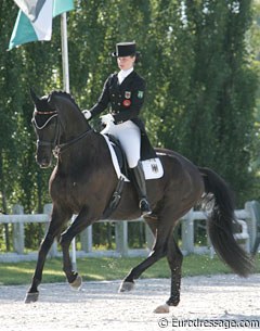 What a beautiful pair: German Thea Felicitas Muller on her Hanoverian Highway (by Hohenstein). This horse has the most amazing powerful hind leg in canter. They won the individual test and kur.