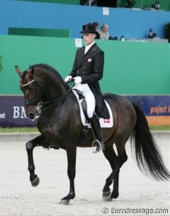 Andreas Helgstrand on Tannenhof Carabas. A promising pair but the dark bay stallion is still green at Grand Prix...