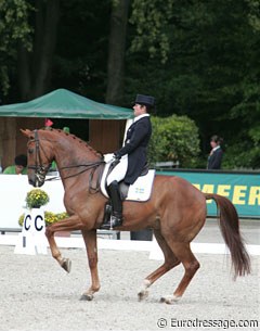 Definitely an interesting pair: Swedish Annette Christensson on Normandie. This boy can sit in piaffe!