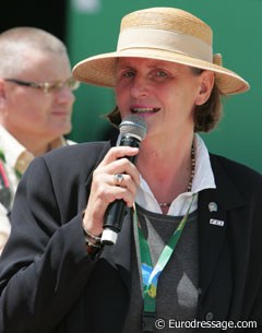 Show announcer Pam van Geloven