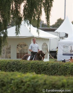 Belgian Philippe Jorissen schooling his Grand Prix horse Le Beau.