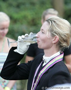 Champagne for Eva Möller, bronze medallist at the 2009 World Championships for Young Dressage Horses