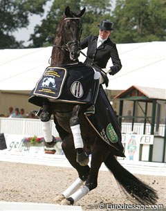 A playful Westpoint took advantage of the award ceremony to test his rider and buck and bop around a bit. Scholtens couldn't be shaken and stayed fixed in the saddle of her steed.