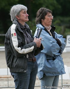 Belgian chef d'equipe Laurence van Doorselaer with French international judge Isabel Judet