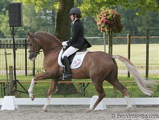 Justine Mudde on her very tall pony Wonderboy (by Dressman). This pony used to be a licensed stallion with the name De Vito II