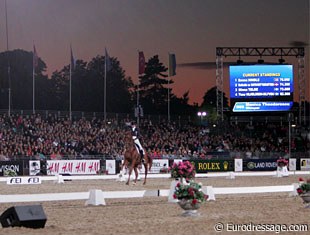 Arena by sunset at the 2009 European Dressage Championships in Windsor