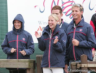 British team members Maria Eilberg, Laura Bechtolsheimer and Carl Hester were rooting for Emma.