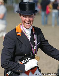 An ecstatic gold medal winning Adelinde Cornelissen