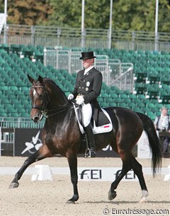 Austrian Hannes Mayr on his own bred Austrian warmblood mare Ellis (by Grunstein II x Benjamin)