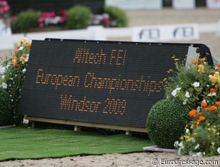 The running scoreboard at the 2009 European Dressage Championships :: Photo © Astrid Appels
