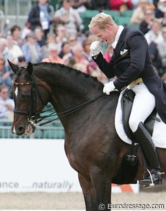 Rath ecstatic at the end of his test at the 2009 European Championships