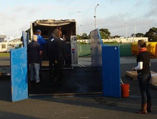 Zactac Graceful being loaded for air transport at Auckland Airport-