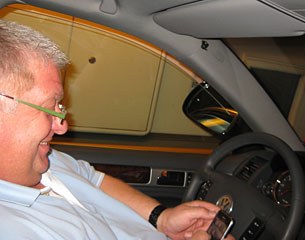 Dirk Caremans and I sitting in the car going through the Tunnel to the U.K.