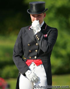 Cathrine Dufour in tears for winning the individual test silver medal