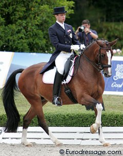 Austrian Florian Lorenz and Lancer's Lady (by Lancer II) scored well on their trot tour. The mare has nice lift in her knee. Only the contact with the bit could have been a bit more light.