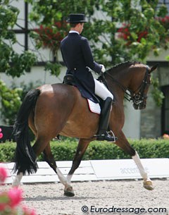 On Saturday afternoon heavy wind blew over the show grounds and affected the test of several riders, including Austrian Florian Lorenz who dealt with a tense and spooky Lancer's Lady (by Lancer II)