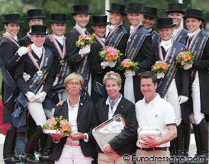 All team medal winning Young Riders on the same platform of the podium. Makes a great group shot!