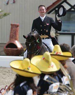 Mexico is this year's theme of the Horses and Dreams show here in Aachen. Here you see Sune Hansen on Rush Hour.