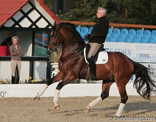 Wolfram Wittig schooling one tempi's on Bertoli W, wife Brigitte is watching