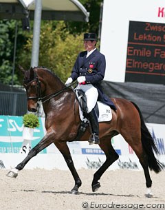 British Emile Faurie aboard Estonian Joanne Vaughan's Danish warmblood Elmegardens Marquis (by Michellino). The gelding was previously ridden by Danish chef d'equipe Kimi Gerd Nielsen