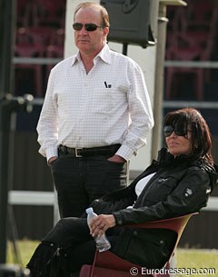 Thierry and Carmen Barbançon Mestre watch their children Morgan and Alexandra school their horses