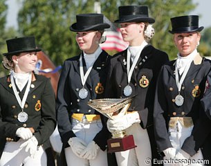 The silver medal winning Belgian Junior Riders Team: Mieke Mommen, Laurence Roos, Jorinde Verwimp, Noemie Goris