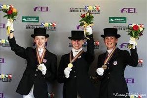 Catherine Chamberlain, Jamie Pestana and Stephanie Bedford won the Junior Riders Individual Test medals :: Photo © Sue Stickle