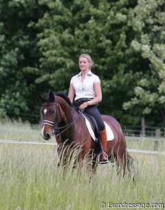 Goris and Wunderbar NG finished their lesson and are walking back to the stable through the thick high grass