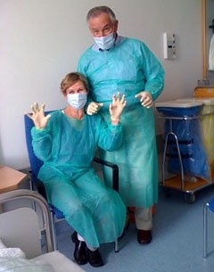 Klaus Balkenhol visiting his daughter Anabel in the quarantine ward at the hospital