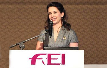 RH Princess Haya addresses the General Assembly after scoring a landslide victory for re-election as FEI President. :: Photo © William Tzeng