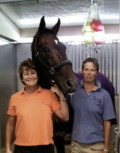 Leslie Morse with Kingston at the equine clinic. Get well soon!