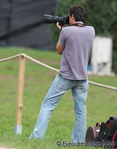 Isabell Werth's groom, Spaniard Guillem Barcelo, traveled to Verden to photograph and help his friend Chloe Morris Talbot on Santana