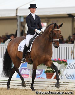 Swedish Jennie Larsson saddled Tinne Vilhelmson's Swedish warmblood Manchester (by Weltman x Midt West Ibi Light) to finish 8th in the consolation with 7.74