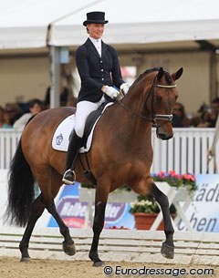 Swedish Jennie Larsson saddled Tinne Vilhelmson's Swedish warmblood Manchester (by Weltman x Midt West Ibi Light) to finish 8th in the consolation with 7.74