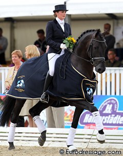 Emmelie Scholtens and Astrix win the 2010 World Young Horse Championships in Verden :: Photo © Astrid Appels