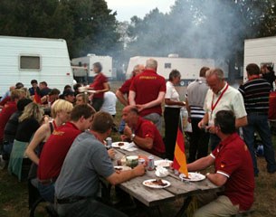 The entire German dressage team was invited to a barbecue hosted by the German endurance riders