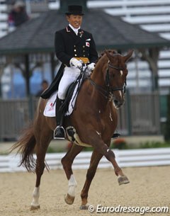 Japanese Hiroyuki Kitahara and Why Me. This cute chestnut has a super extended trot