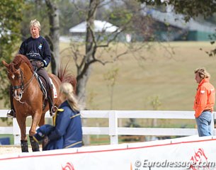 Sjef Janssen training Patrik Kittel at the 2010 World Equestrian Games :: Photo © Astrid Appels