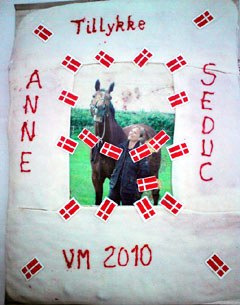 Danish team rider Anne Troensegaard also got a Good Luck WEG cake!