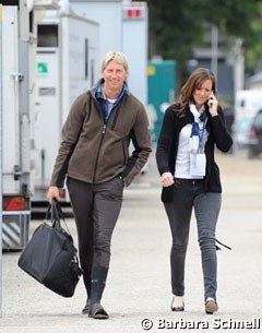 Patrik Kittel and his wife Lyndal Oatley arrive at the show grounds