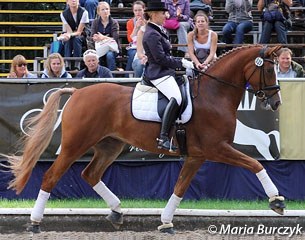 Trained by Ulrike Nivelle and her brother-in-law Ulf Möller, Christine Nolden finished fourth on her home bred mare La Lopez. The mare has fantastic gaits but was quite unsteady in the contact.