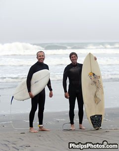 Guenter Seidel and David Blake ride the waves after the 2011 CDI Del Mar :: Photo © Mary Phelps