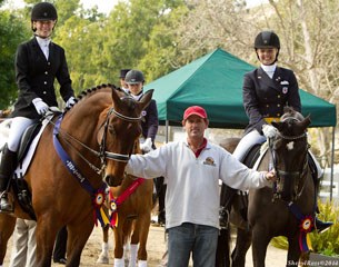 David Wightman with his students, junior Matti Cobb on Sapphire and young rider Mackinzie Pooley on Jonkara (Photo © Sheryl Ross)