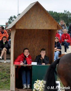 A judge's box at the 2011 European Pony Championships in Poland