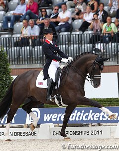 Charlotte Dujardin and Valegro in the Grand Prix Special at the 2011 European Championships. The "old" Special was known for its extended trots on the long side :: Photo © Astrid Appels