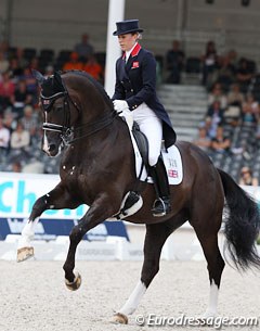 Charlotte Dujardin and Valegro take the provisional lead in the Grand Prix at the 2011 European Dressage Championships :: Photo © Astrid Appels