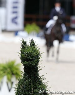 A plant sculpture in the shape of a horse decorated the show arena at the 2011 European Dressage Championships :: Photo © Astrid Appels